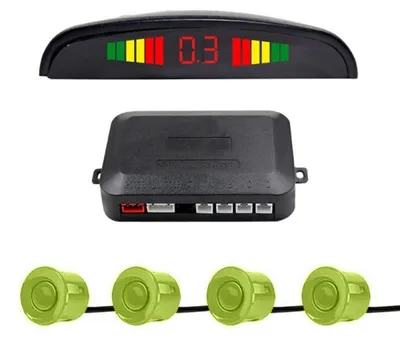 Immagine prodotto di Set Sensori Parcheggio Auto Rilevatore Parktronic Display Monitor Radar 4 Sensori, Nero/Verde