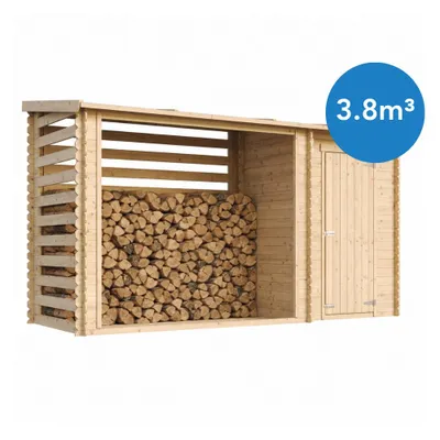 Obrázek produktu pro TIMBELA M205 - Dřevěný zahradní domek s policí na palivové dříví - Š344xD146xV199 cm/ 3,64 m2