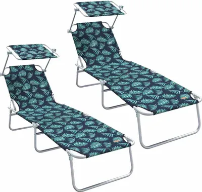 Obrázok produktu pre Lehátko 2 pcs Zelená 58 x 188 x 77 cm Polyester