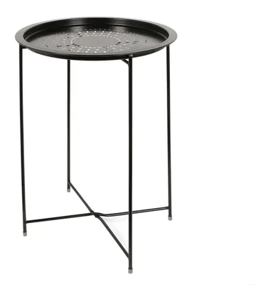Produktbild von Home Deco Factory Beistelltisch - schwarz - Metall - D46 cm - Blumentopfhalterung - innen/ausen