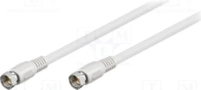 Obrázok produktu pre 1x Kábel s konektormi F, obojstranné biele konektory, 50737, koaxiálny kábel 75Ω, dĺžka 1,5 m