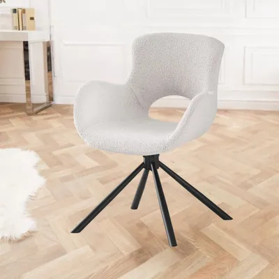 Produktbild von Drehbares 2er Set - Design Stuhl MORIM creme-weiss Bouclé-Stoff