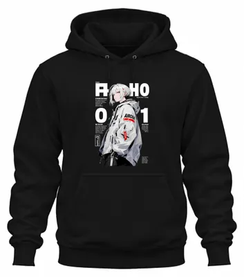 Produktbild von AIRCEN Techwear Anime Girl Cyberpunk Japan Y2K Manga Hoodie Kapuzenpullover, Schwarz, L
