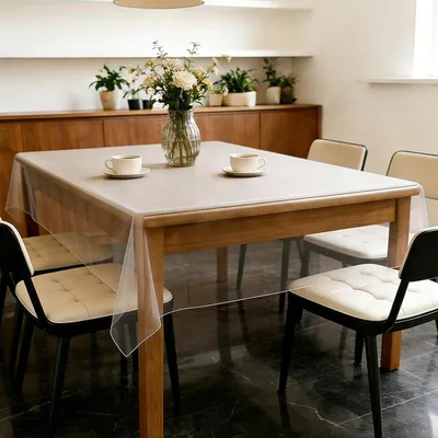 Produktbild von Transparente Tischdecke PVC 0,13 mm Stark Abwaschbar Wasserdicht 130x160 cm