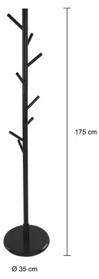 Produktbild von QUVIO Garderobenständer - Garderobenständer - Stehende Garderobe - Garderobenständer - Kleiderhaken - Holz - 35 x 35 x 175 cm (lxbxh) - Schwarz