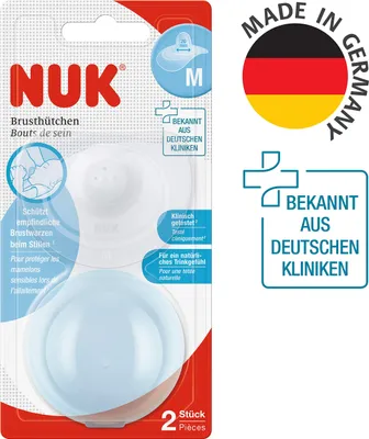 Obrázok produktu pre NUK chrániče bradaviek | chrániče bradaviek na dojčenie | chráni pred bolestivými bradavkami | tenký silikón | veľkosť M (20 mm) | ochranná škatuľka súčasťou balenia | 2 kusy