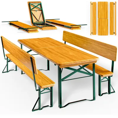 Obrázok produktu pre Pivný set PRAKTIK s operadlami, 170cm, hnedá