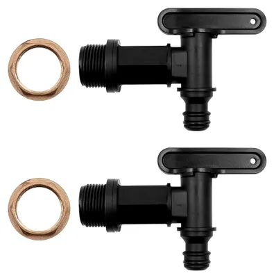 Produktbild von 2 Stück Kunststoff-Auslaufhahn für Regentonnen und Wassertanks (3/4 Zoll)