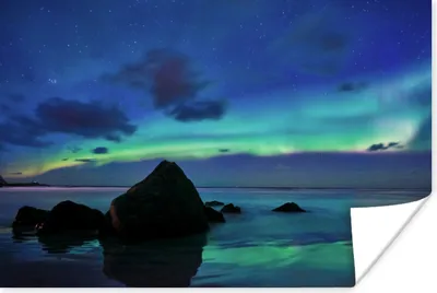 Produktbild von MuchoWow® Poster Himmel - Landschaft - Polarlicht 120x80 cm - Bilder