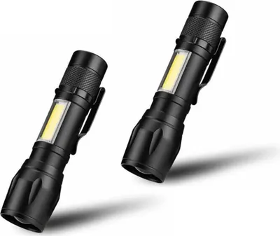 Produktbild von 2x Mini Taschenlampe Polizei Swat Wiederaufladbare starke Leuchtkraft Akku Lampe