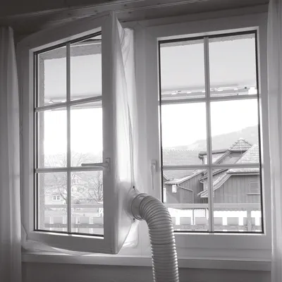 Produktbild von Bestron universelle Fensterabdichtung für mobile Klimageräte und Abluftschläuche, optimal für Fenster bis 400cm Umfang, selbstklebendes Klettband und Montageanleitung, Weiß