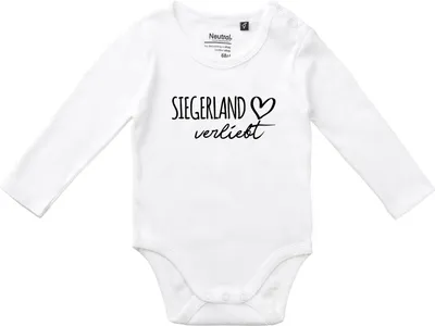 Produktbild von Huuraa Baby Body Siegerland verliebt 74 White  Baumwolle Fairtrade Langarmbody Geschenkidee
