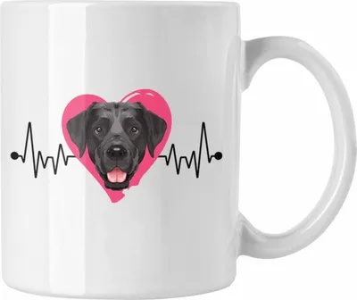Produktbild von Trendation - Labrador Besitzer Tasse Geschenk Lustiger Spruch Geschenkidee Herzschlag Labrador (Weiß)