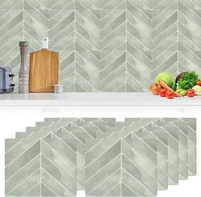 Image de Autocollants muraux adhésifs, 10 feuilles, imperméables, décorations murales en vinyle 3D pour cuisine et salle de bain, dimensions 29 x 22,9 cm