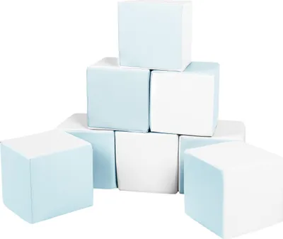 Image de Cubes set de 8 blocs de mousse Cubes set de 8 blocs de mousse (couleur : blanc, bleu (pastel))