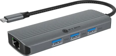 Zdjęcie produktu dla ICY BOX IB-DK4034a-CPD, Przewodowa, USB 3.2 Gen 1 (3.1 Gen 1) Type-C, 100 W, 1000 Mbit/s, Aluminium, Srebrny, 5 Gbit/s