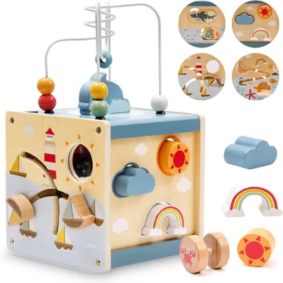 Productafbeelding van Vanaf 1 jaar - Montessori speelgoed van hout - 1 activiteitenblok voor baby's - Geschikt als creatief motoriekspeelgoed voor kinderen