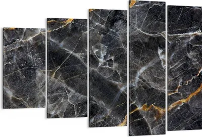 Produktbild von Bild auf Leinwand - Leinwandbild - 5 Teile - Marmor Stein Schwarz - 150x100cm - Wand Bild - Wanddeko - Wandbilder - Leinwanddruck - Bilder - Wanddekoration - Leinwand bilder - EG150x100-4899