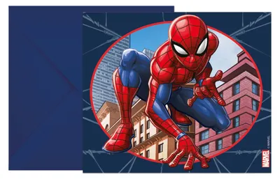Image de Invitations d'anniversaire "Spiderman : Criminal Warrior" avec enveloppes - set de 6 parfaites pour une fête inoubliable pour ton petit super-héros