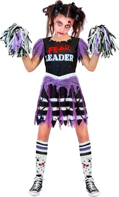 Produktbild von Kostüm "Zombie Cheerleader" für Mädchen | Kleid, Strümpfe, Pompon Größe: 164