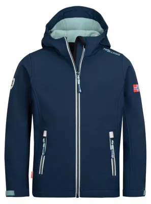Produktbild von Softshell jacket Trollkids Kids Trollfjord Jacket navy/aqua (161-132)