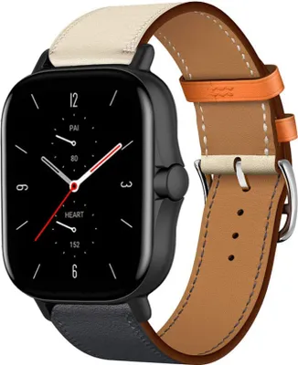 Produktbild von Strap-it Amazfit GTS 2 Lederarmband (Weiß/Dunkelblau)