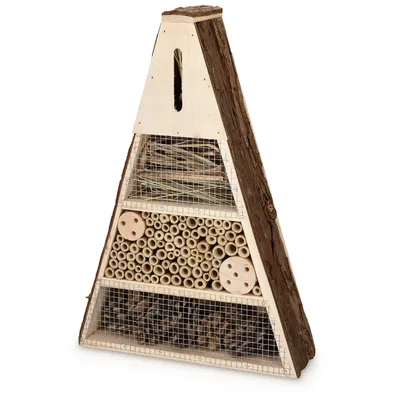 Produktbild von Navaris Insektenhotel aus Holz - Naturbelassenes Insekten Hotel für Fluginsekten - für Bienen Marienkäfer Schmetterlinge Fliegen - Zum Aufhängen