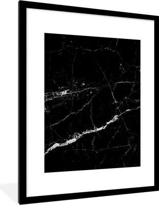 Produktbild von MuchoWow® Gerahmtes Poster Marmor - Schwarz - Marmoroptik - Weiß - Luxus - Stein 60x80 cm - Poster mit Schwarzem Bilderrahmen Wandposter Rahmen Foto Bilder - Wohnzimmer - Dekorationen - Prämie