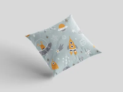 Produktbild von Krepp-Kissenbezug 40x40 cm mit Kindermotiv Weltraum-Ufo