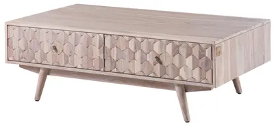 Produktbild von MASSIVMOEBEL24.DE Couchtisch Akazie 120x70x40 weiß lackiert MOSAYK #203