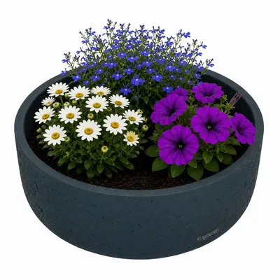 Produktbild von Ethan Pflanzschale Blau Größe S Schale Glasfaser Stein  Beton Deko Drinnen Draußen wetterfest