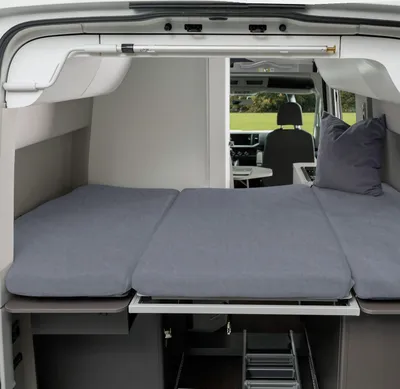 Produktbild von Spannbettlaken VW Grand California 600 für 3 tlg. Matratze Heckbett ® Grau Elasthan