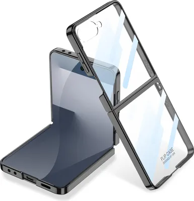Obrázek produktu pro Pouzdro pro Samsung Galaxy Z Flip 8 Tenké průhledné elektroplátovým pouzdro s integrovanou ochranou displeje černé