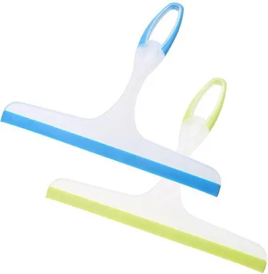 Image de Raclette pour douche et vitres, en silicone, 24 cm, verte et bleue, pour la salle de bain et la voiture