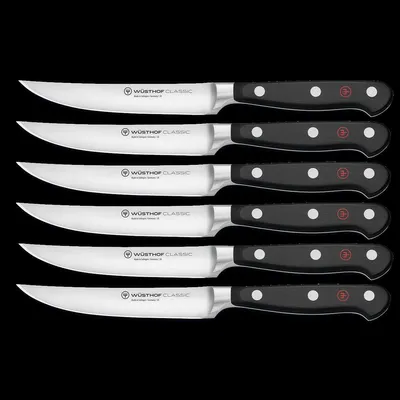 Produktbild von WÜSTHOF Classic, Klingenlänge: 12cm, schwarz, Steakmesser Set, 60-1120160601