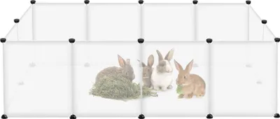 Obrázok produktu pre JOIEYOU voľný výbeh pre malé zvieratá 145x75x48cm voľný výbeh z pletiva 12-panelová ohrádka mriežka pre malé zvieratá ohrádka pre králiky škrečky (biela)