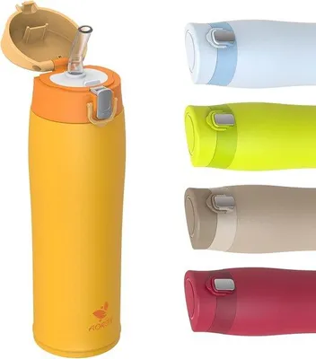 Obrázok produktu pre Fľaša na pitie, 350 ml/500 ml/750 ml, nerezová oceľ 18/8, nepreteká, s držadlom, bez BPA, do školy, na šport, na vodu, na bicykel