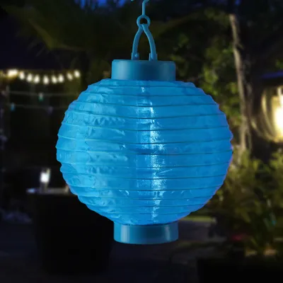 Produktbild von LED Solar Lampion - 1 kaltweiße LED - H: 23cm - D: 20cm - Lichtsensor - blau