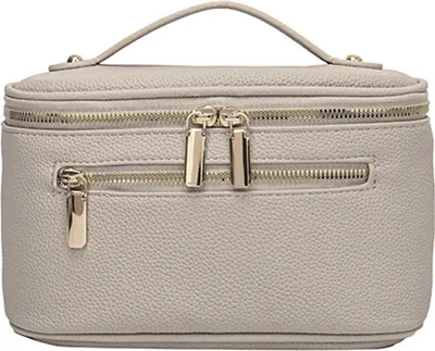 Produktbild von Kosmetiktasche, Make-up-Koffer mit Griff, großes Fassungsvermögen, Reißverschluss, leichter tragbarer Kosmetikkoffer, Reise-Kulturtasche
