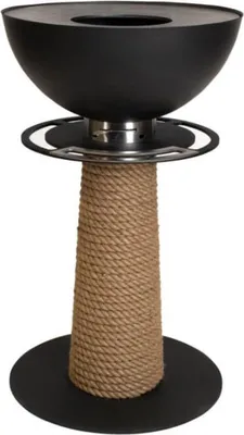 Produktbild von Masuria mobile Designer Feuerstelle & Außenleuchte "Juno 600" mit echter Flamme, mit Juteseil-Element, Farbe: Black