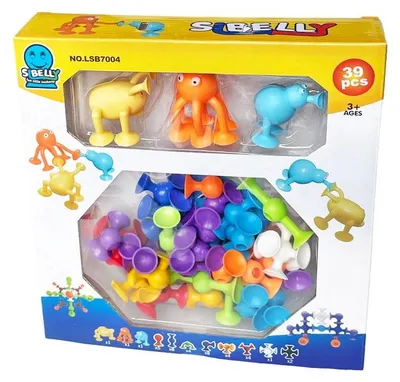 Produktbild von Sensory Silikon Saugnapf Bausteine - Monster - 59 Teile - Konstruktionsspielzeug - ab 5 Jahren