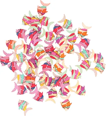 Image de 50pcs Wooden Buttons Cartoon Cute Fish Pattern Button Decoration Children's HandMade Buttons (Boutons en bois)