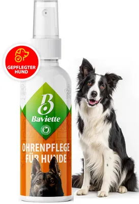 Produktbild von Baviette Geruchloser & natürlicher Ohrenreiniger für Hunde 100ml – mit Mikroorganismen für den äußeren Ohrbereich