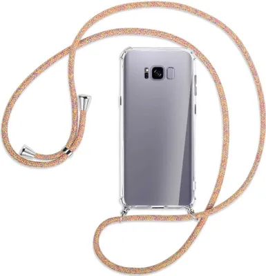 Produktbild von Handykette Backcover-Schutzhülle mit Band (Metall silberfarben) für Samsung Galaxy S8 Plus - Rainbow