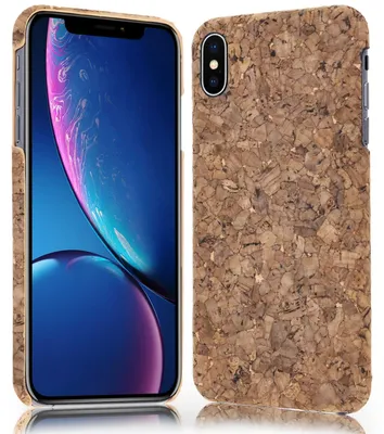 Immagine prodotto di NALIA custodia in sughero per Apple iPhone X XS, cellulare custodia rigida in legno aspetto protettivo copertura sughero scuro
