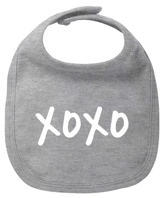 Produktbild von Huuraa Baby Lätzchen XOXO Kuss Heather Grey Klettverschluss Baumwolle Latz Geschenkidee