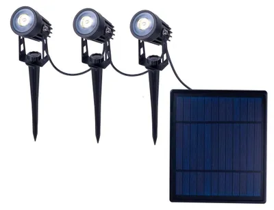 Obrázok produktu pre LED solárne svetlo, reflektor, čierny, 3 plamene, IP44