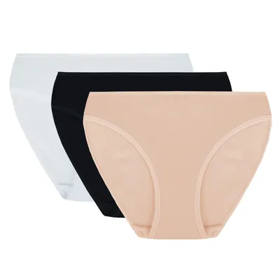 Image de Vivisence 4002 Lot de 3 culottes blanc/noir/beige L