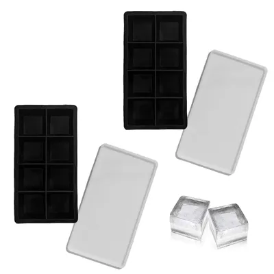 Produktbild von 2er Set Silikon XXL Eiswürfelform Jumbo Eiswürfelbehälter mit Deckel Eiswürfelbereiter Eiswürfel Silikonform Riesenwürfel