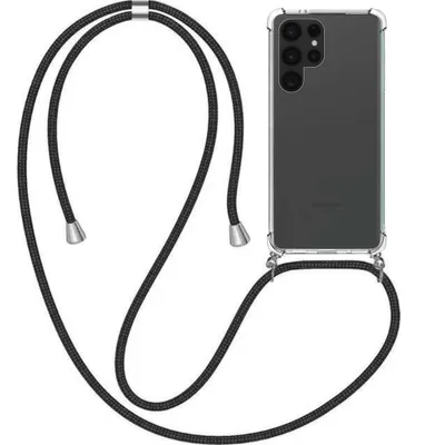 Produktbild von Handyhülle passend für Samsung Galaxy S22 Ultra mit Handykette und Stoßfänger - TPU Backcover stoßfest mit Band - Smartphonica